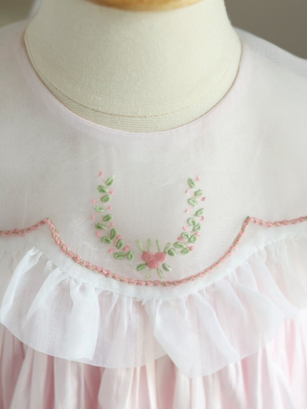 Strasburg RARE Pink Heirloom Float Dress Cotton Lawn Organza Collar 24 Months - Picture 4 of 9